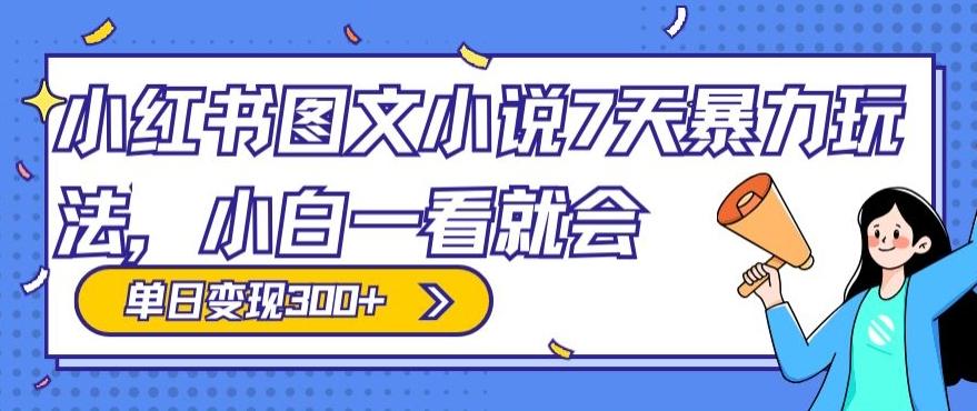 小红书图文小说7天暴力玩法，小白一看就会，单日变现300+-小艾网创