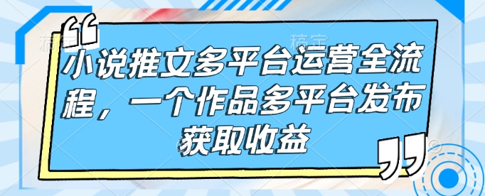 小说推文多平台运营全流程，一个作品多平台发布获取收益-小艾网创