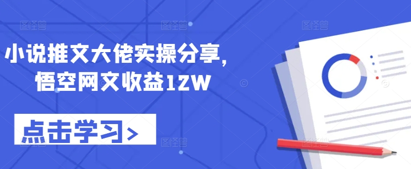 小说推文大佬实操分享，悟空网文收益12W-小艾网创