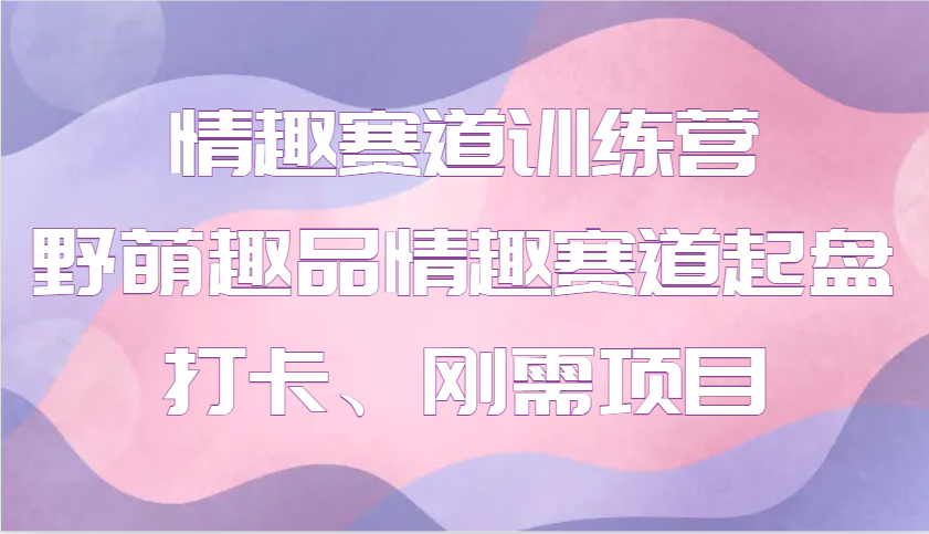 情趣赛道训练营 野萌趣品情趣赛道起盘打卡、刚需项目-小艾网创