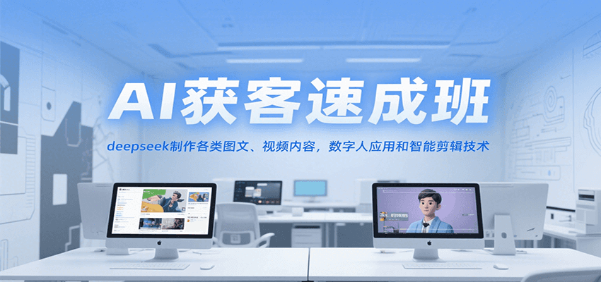 AI获客速成班，deepseek制作各类图文、视频内容，数字人应用和智能剪辑技术-小艾网创