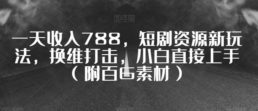 一天收入788，短剧资源新玩法，换维打击，小白直接上手（附百G素材）【揭秘】-小艾网创