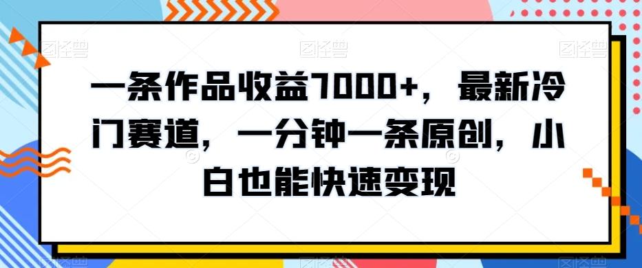 一条作品收益7000+，最新冷门赛道，一分钟一条原创，小白也能快速变现-小艾网创