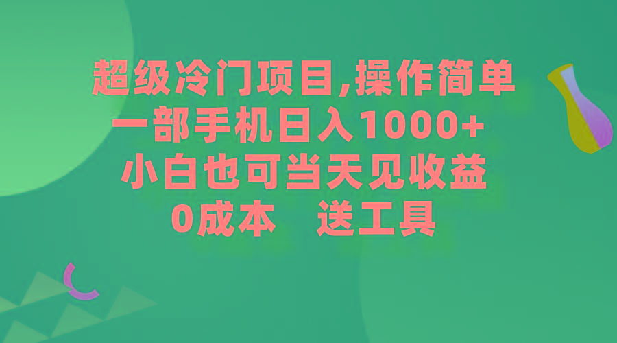 (9291期)超级冷门项目,操作简单，一部手机轻松日入1000+，小白也可当天看见收益-小艾网创