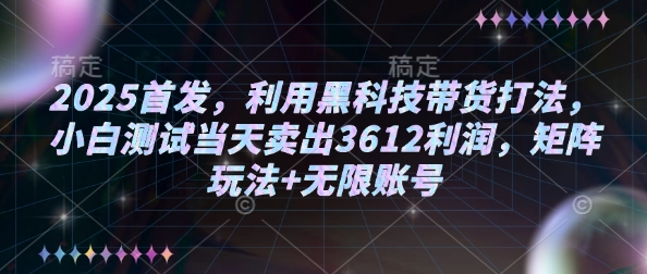 2025首发，利用黑科技带货打法，小白测试当天卖出3612利润，矩阵玩法+无限账号【揭秘】-小艾网创