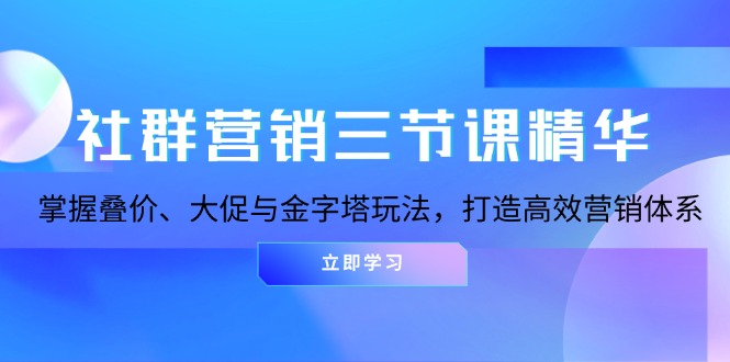 社群营销三节课精华：掌握叠价、大促与金字塔玩法，打造高效营销体系-小艾网创