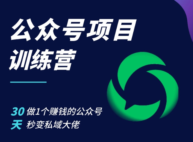 公众号项目训练营，30天做1个赚钱的公众号，秒变私域大佬-小艾网创