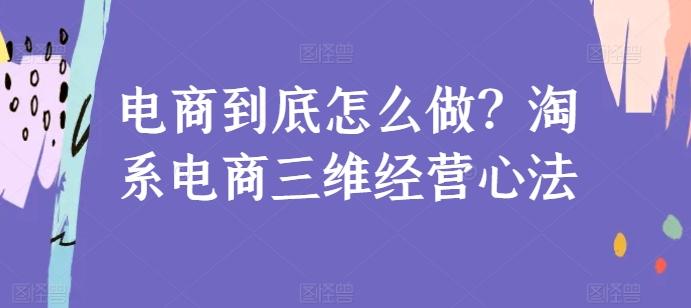 电商到底怎么做？淘系电商三维经营心法-小艾网创