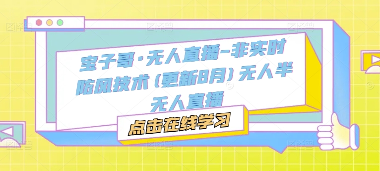 宝子哥·无人直播-非实时防风技术(更新9月)无人半无人直播-小艾网创