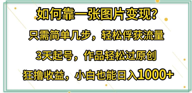 如何靠一张图片变现?只需简单几步，轻松俘获流量，3天起号，作品轻松过原创【揭秘】-小艾网创