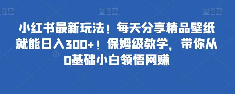 小红书最新玩法！每天分享精品壁纸就能日入300+！保姆级教学，带你从0基础小白领悟网赚-小艾网创